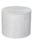 Set Of Two White Solid Wood Round Solid Nested Coffee Tables