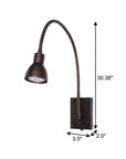 30" Antiqued Brass Metal Spotlight Wall Sconce