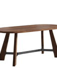71" Brown and Black Wood Trestle Base Oval Dining Table
