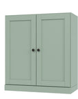 36" Sage Solid Wood Adjustable Three Tier Library Bookcase with Two Doors