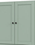 36" Sage Solid Wood Adjustable Three Tier Library Bookcase with Two Doors