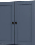 36" French Blue Solid Wood Adjustable Three Tier Library Bookcase with Two Doors