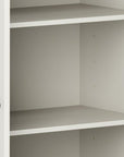 36" Off White Solid Wood Adjustable Three Tier Library Bookcase with Two Doors