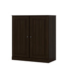 36" Espresso Solid Wood Adjustable Three Tier Library Bookcase with Two Doors