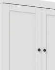 72" White Solid Wood Adjustable Six Tier Library Bookcase with Four Doors