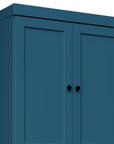 72" Teal Blue Solid Wood Adjustable Six Tier Library Bookcase with Four Doors