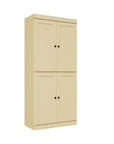 72" Yellow Solid Wood Adjustable Six Tier Library Bookcase with Four Doors