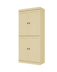 72" Yellow Solid Wood Adjustable Six Tier Library Bookcase with Four Doors