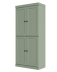 72" Sage Solid Wood Adjustable Six Tier Library Bookcase with Four Doors