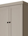 72" Beige Solid Wood Adjustable Six Tier Library Bookcase with Four Doors