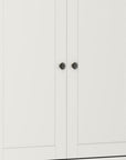 72" Off White Solid Wood Adjustable Six Tier Library Bookcase with Four Doors
