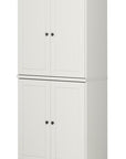 72" Off White Solid Wood Adjustable Six Tier Library Bookcase with Four Doors