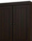 72" Espresso Solid Wood Adjustable Six Tier Library Bookcase with Four Doors