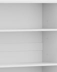 72" White Solid Wood Adjustable Six Tier Library Bookcase with Two Doors