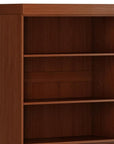 72" Coffee Solid Wood Adjustable Six Tier Library Bookcase with Two Doors