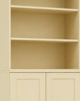 72" Yellow Solid Wood Adjustable Six Tier Library Bookcase with Two Doors
