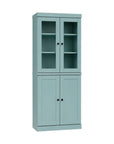 72" Aqua Solid Wood Adjustable Six Tier Library Bookcase with Two Doors