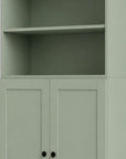 72" Sage Solid Wood Adjustable Six Tier Library Bookcase with Two Doors