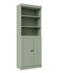 72" Sage Solid Wood Adjustable Six Tier Library Bookcase with Two Doors