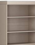 72" Beige Solid Wood Adjustable Six Tier Library Bookcase with Two Doors