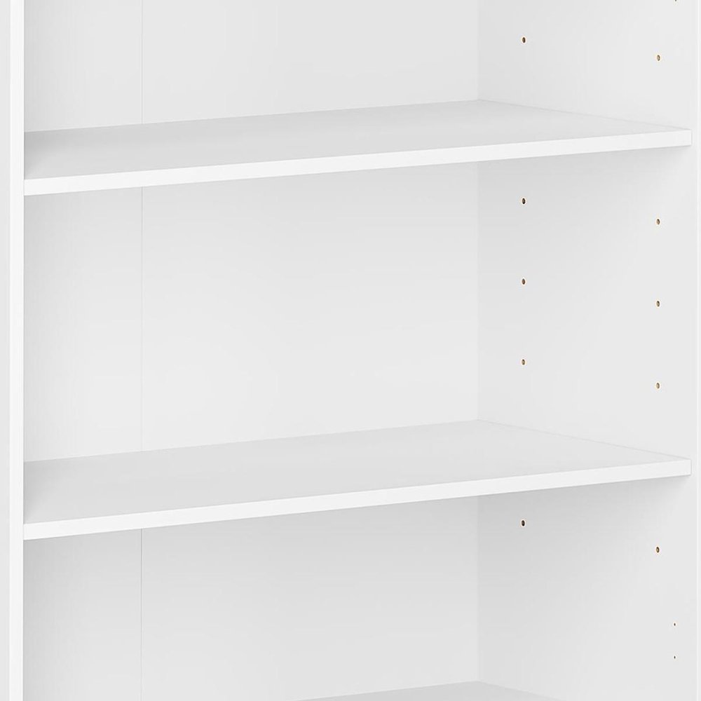 36" White Solid Wood Adjustable Three Tier Library Bookcase