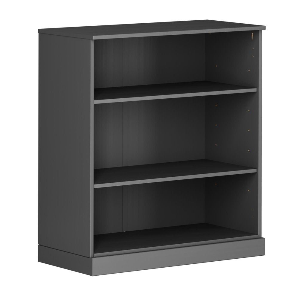 36" White Solid Wood Adjustable Three Tier Library Bookcase