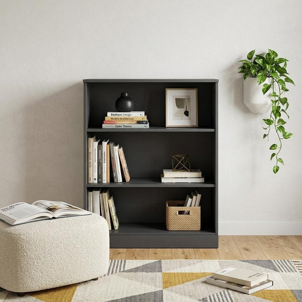36" White Solid Wood Adjustable Three Tier Library Bookcase