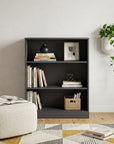 36" White Solid Wood Adjustable Three Tier Library Bookcase