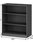 36" White Solid Wood Adjustable Three Tier Library Bookcase