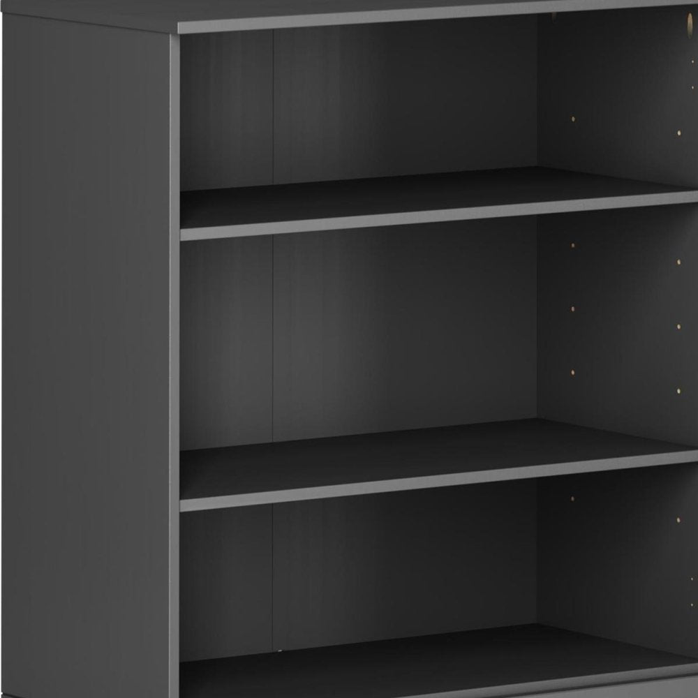 36" White Solid Wood Adjustable Three Tier Library Bookcase