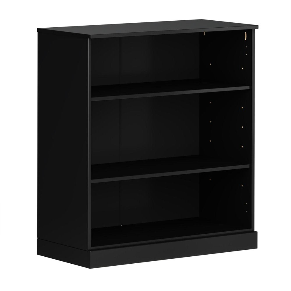 36" White Solid Wood Adjustable Three Tier Library Bookcase