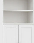 72" White Solid Wood Adjustable Six Tier Library Bookcase with Two Doors