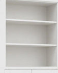 72" White Solid Wood Adjustable Six Tier Library Bookcase with Two Doors