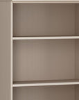 72" Beige Solid Wood Adjustable Six Tier Library Bookcase with Two Doors