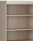 72" Beige Solid Wood Adjustable Six Tier Library Bookcase with Two Doors