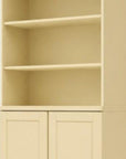 72" Yellow Solid Wood Adjustable Six Tier Library Bookcase with Two Doors