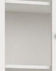 72" White Solid Wood Adjustable Six Tier Library Bookcase with Four Doors
