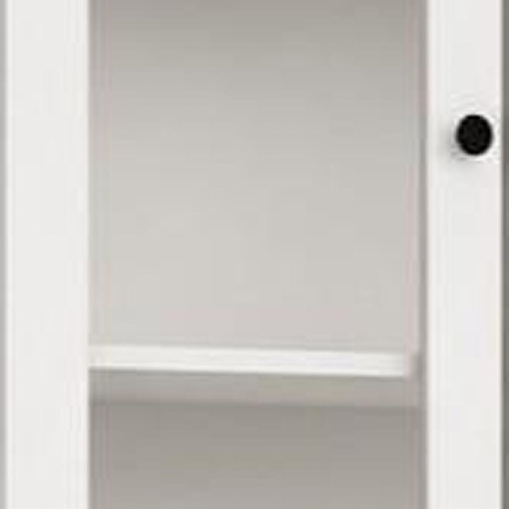 72" White Solid Wood Adjustable Six Tier Library Bookcase with Four Doors