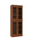 72" Coffee Solid Wood Adjustable Six Tier Library Bookcase with Four Doors