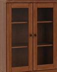 72" Coffee Solid Wood Adjustable Six Tier Library Bookcase with Four Doors