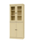 72" Yellow Solid Wood Adjustable Six Tier Library Bookcase with Four Doors