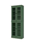 72" Green Solid Wood Adjustable Six Tier Library Bookcase with Four Doors