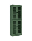 72" Green Solid Wood Adjustable Six Tier Library Bookcase with Four Doors