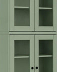 72" Sage Solid Wood Adjustable Six Tier Library Bookcase with Four Doors
