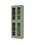 72" Sage Solid Wood Adjustable Six Tier Library Bookcase with Four Doors