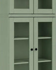 72" Sage Solid Wood Adjustable Six Tier Library Bookcase with Four Doors