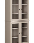 72" Beige Solid Wood Adjustable Six Tier Library Bookcase with Four Doors