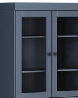72" French Blue Solid Wood Adjustable Six Tier Library Bookcase with Four Doors