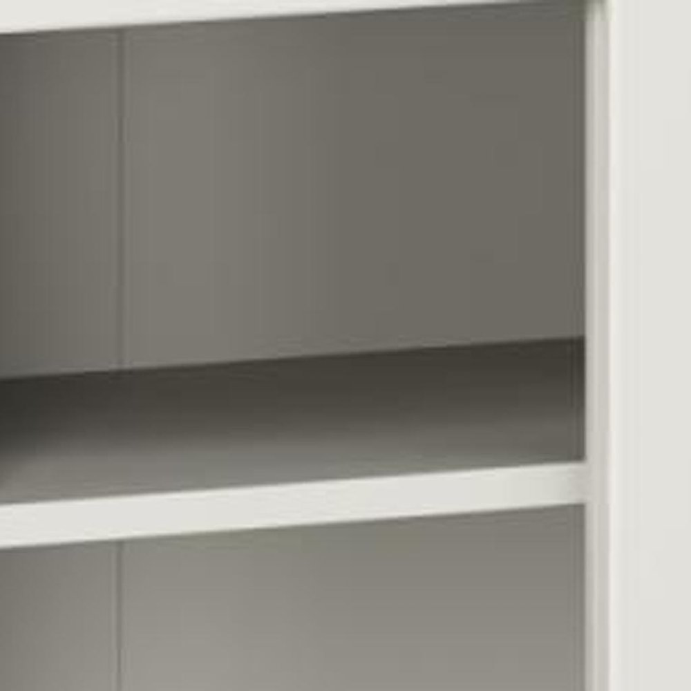 72" Off White Solid Wood Adjustable Six Tier Library Bookcase with Four Doors