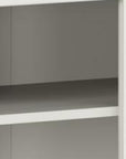 72" Off White Solid Wood Adjustable Six Tier Library Bookcase with Four Doors